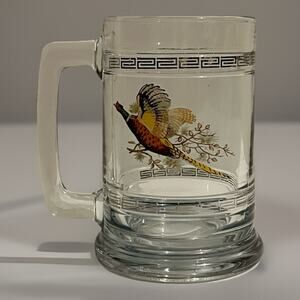 VTG Princess House Colonial Game Birds Mug Pheasant Greek Key Wildlife Barware